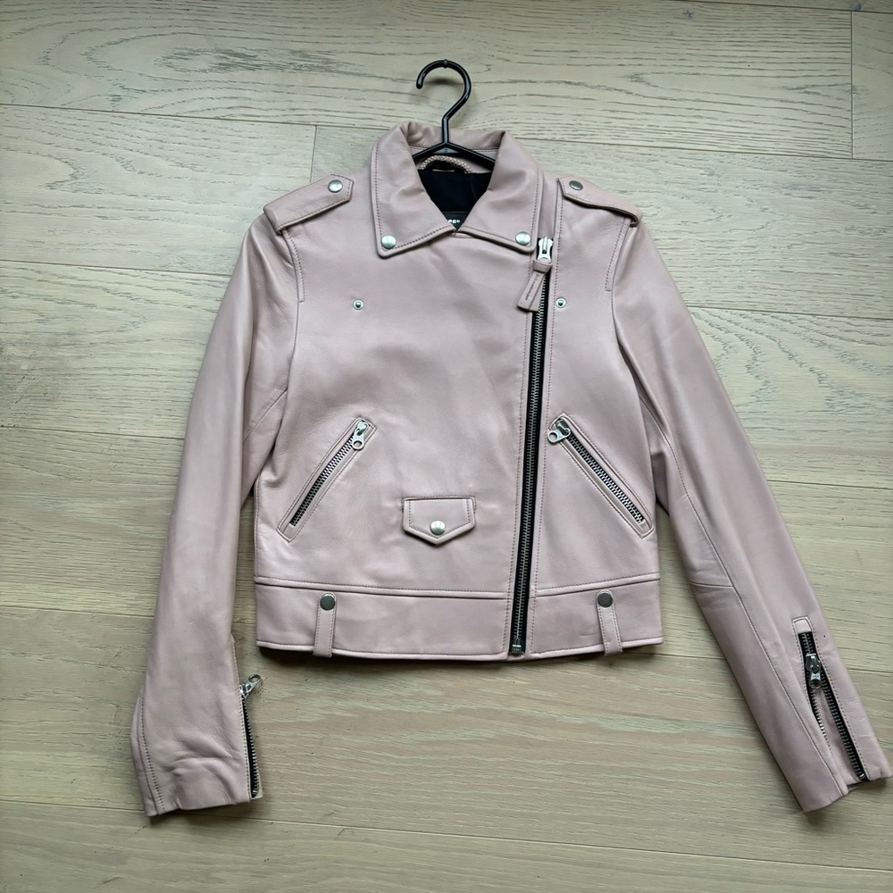 Mackage pink leater motorcycle jacket